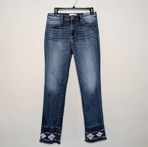 DRIFTWOOD Colette High Rise Embroidered Hem Cropped Jeans Size 29 - Picture 6 of 9